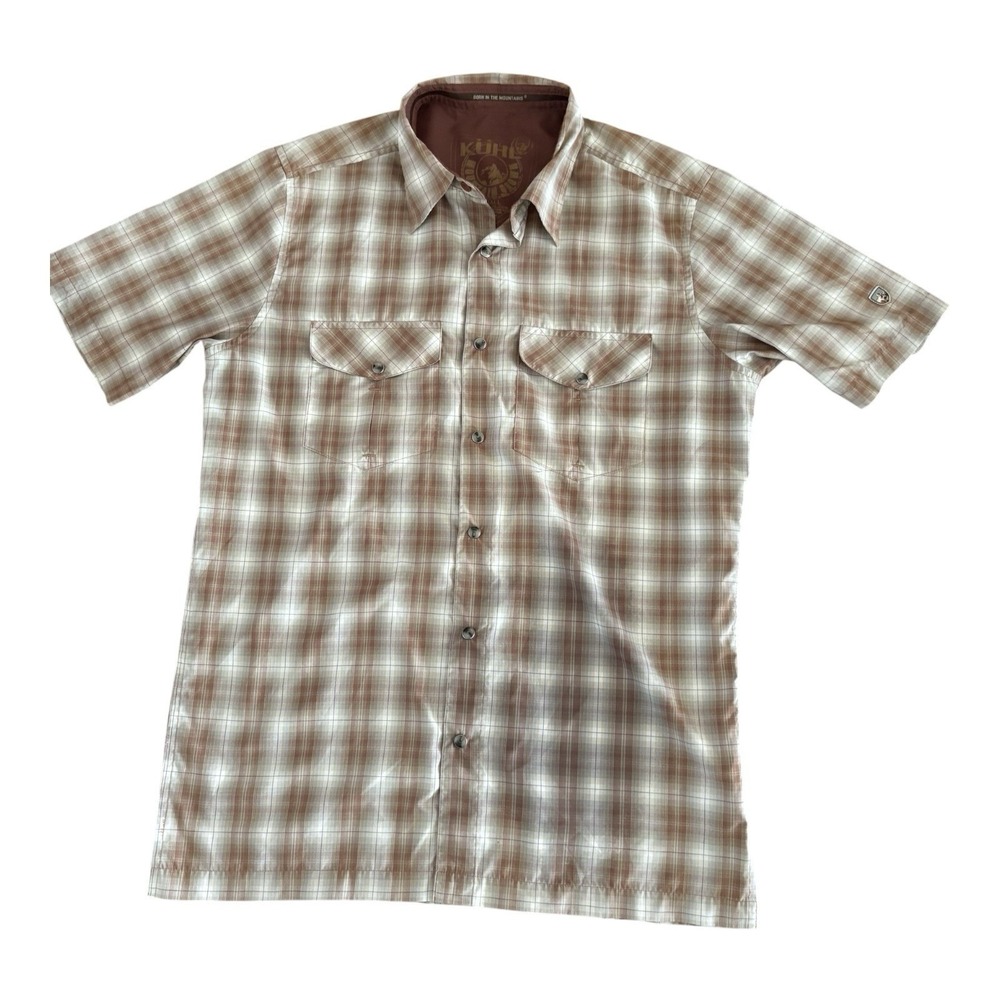 Kuhl Shirt Mens SMALL Short Sleeve Snap Front Lightweight Pockets Plaid